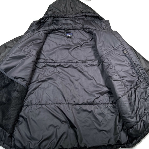 Patagonia Puff Ball Sweater VTG Mens Large Black Full Zip Hooded Puffer Jacket - Picture 5 of 10
